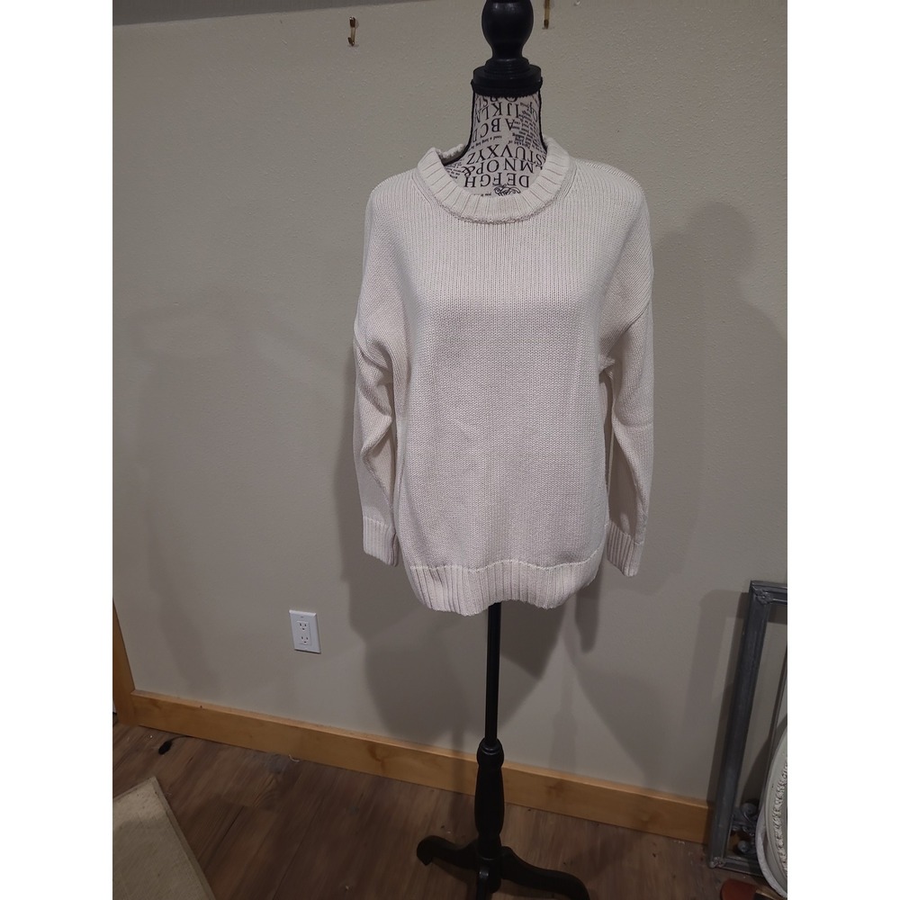 Gap Cream Knit Crewneck Sweater Women SZ SP Preppy Casual closet staple office